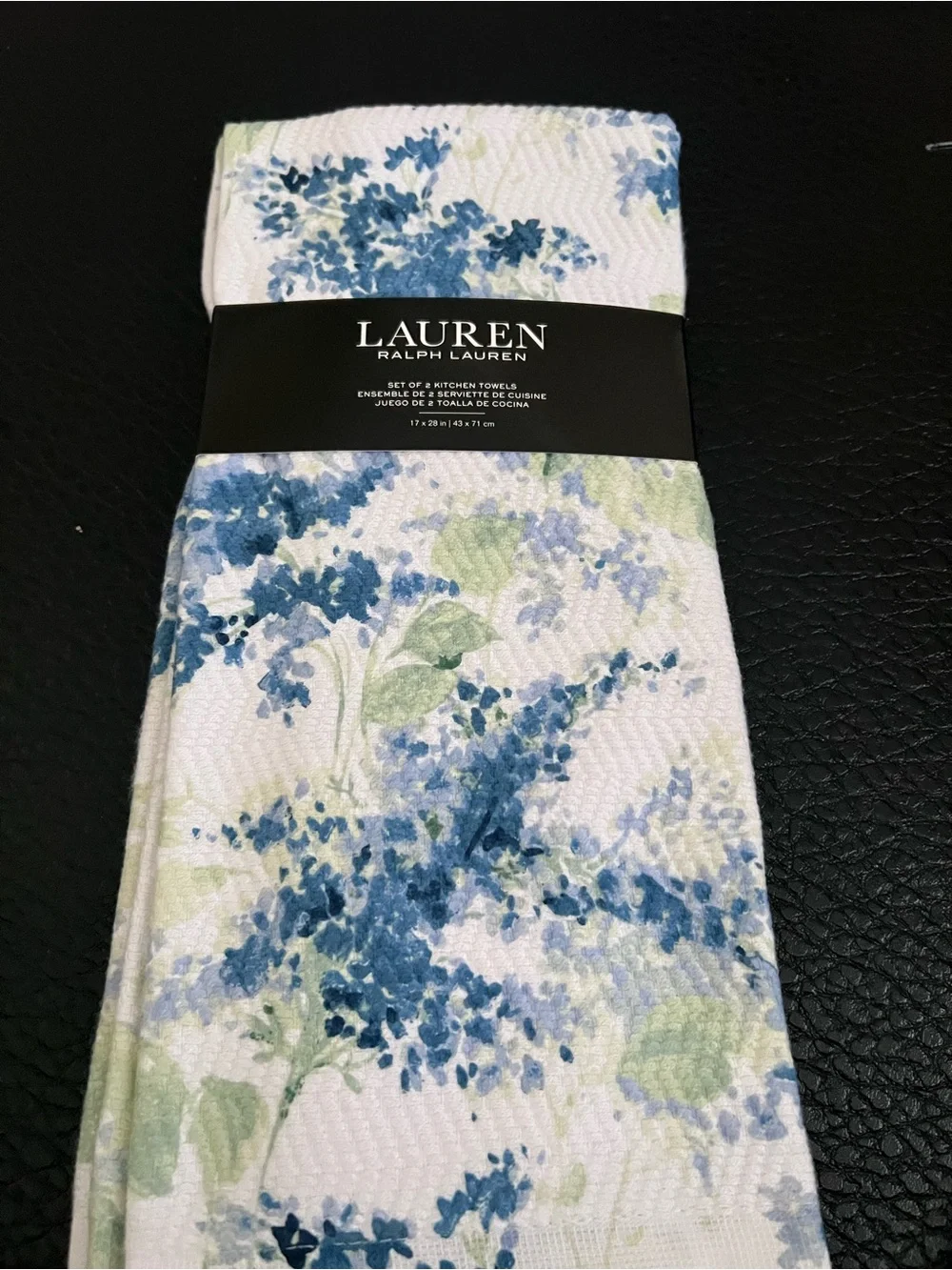 Ralph Lauren White Towels with Blue and Green Floral Print
